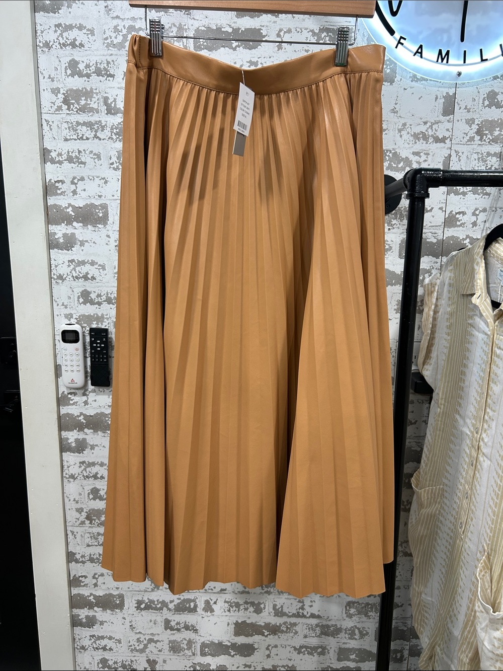 WD.NY Camel Pleated Midi Skirt